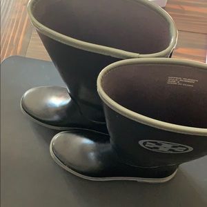 Tory Burch rubber soled black rain boots